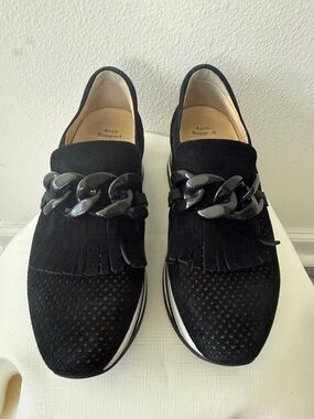 Softwaves Black Chain-Accent Fringe Slip-On Sneakers - Women